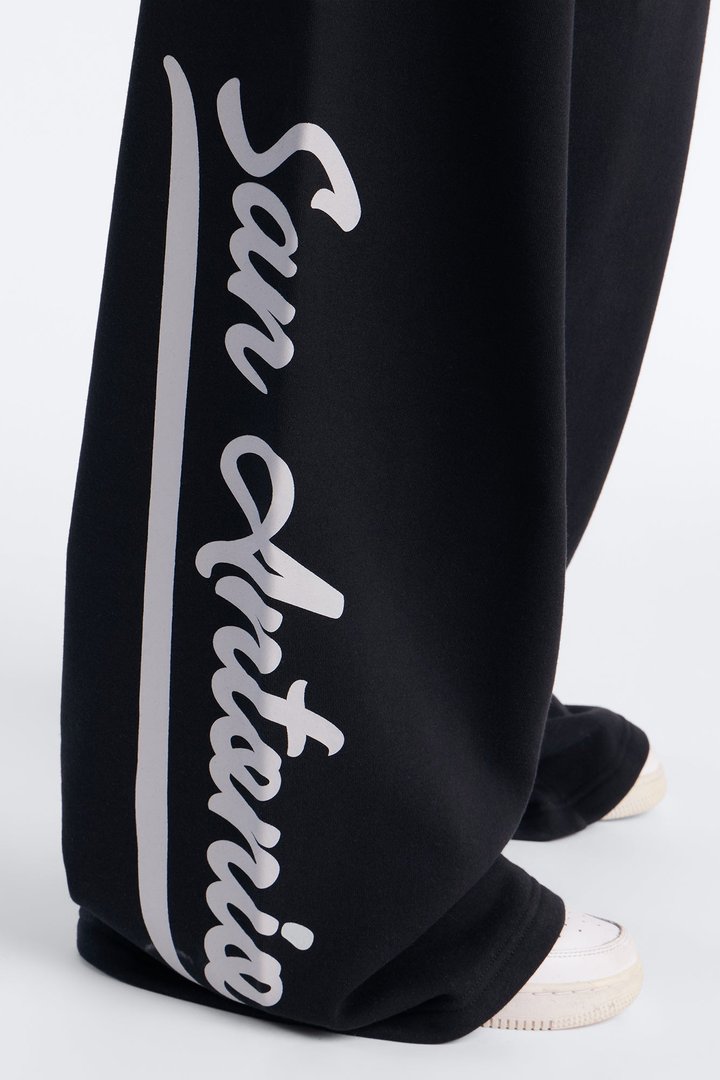 NBA San Antonio Spurs Fleece Wide Leg Pants - Black