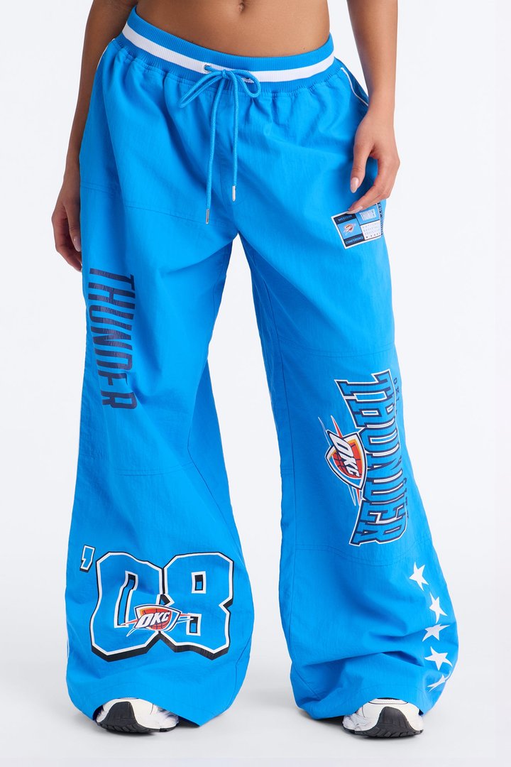 NBA OKC Thunder Patchwork Cargo Wide Leg Pant - Blue