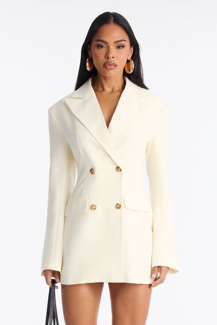 Love You Lots Blazer Mini Dress - Off White
