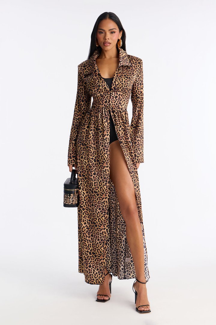 Satin Seduction Leopard Short Set - Brown Combo