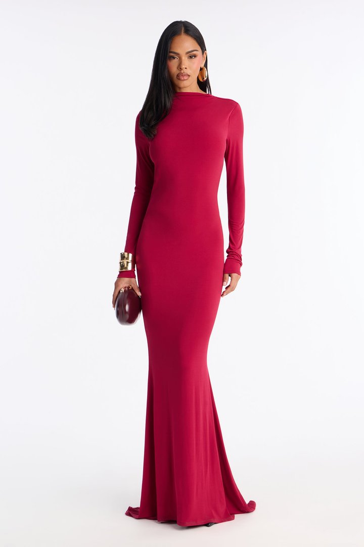 Pure Intent Jersey Gown - Wine