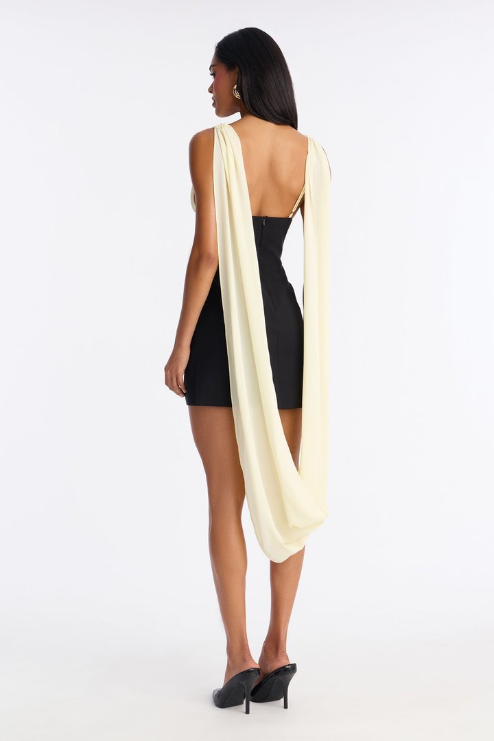 Soft Touch Cowl Back Mini Dress - Black/White