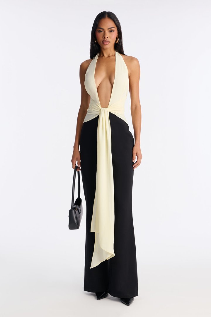Soft Touch Drape Jumpsuit - Black/White