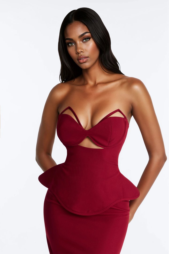Meet Me There Cut Out Maxi Gown - DarkRed