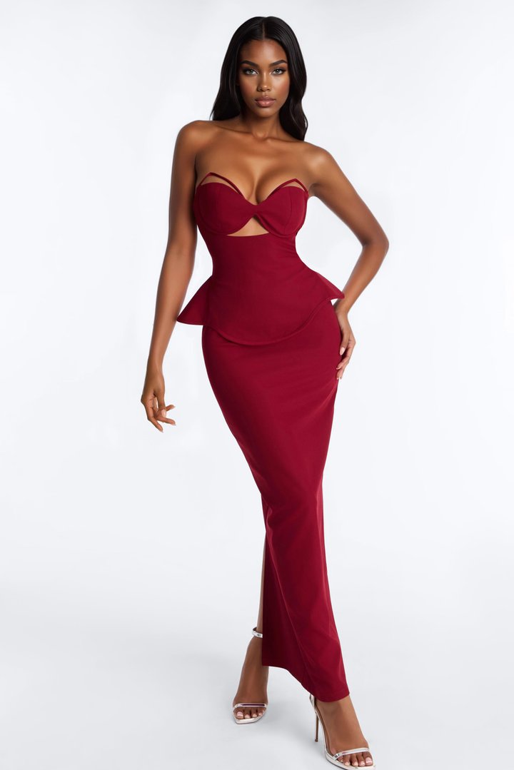 Meet Me There Cut Out Maxi Gown - DarkRed