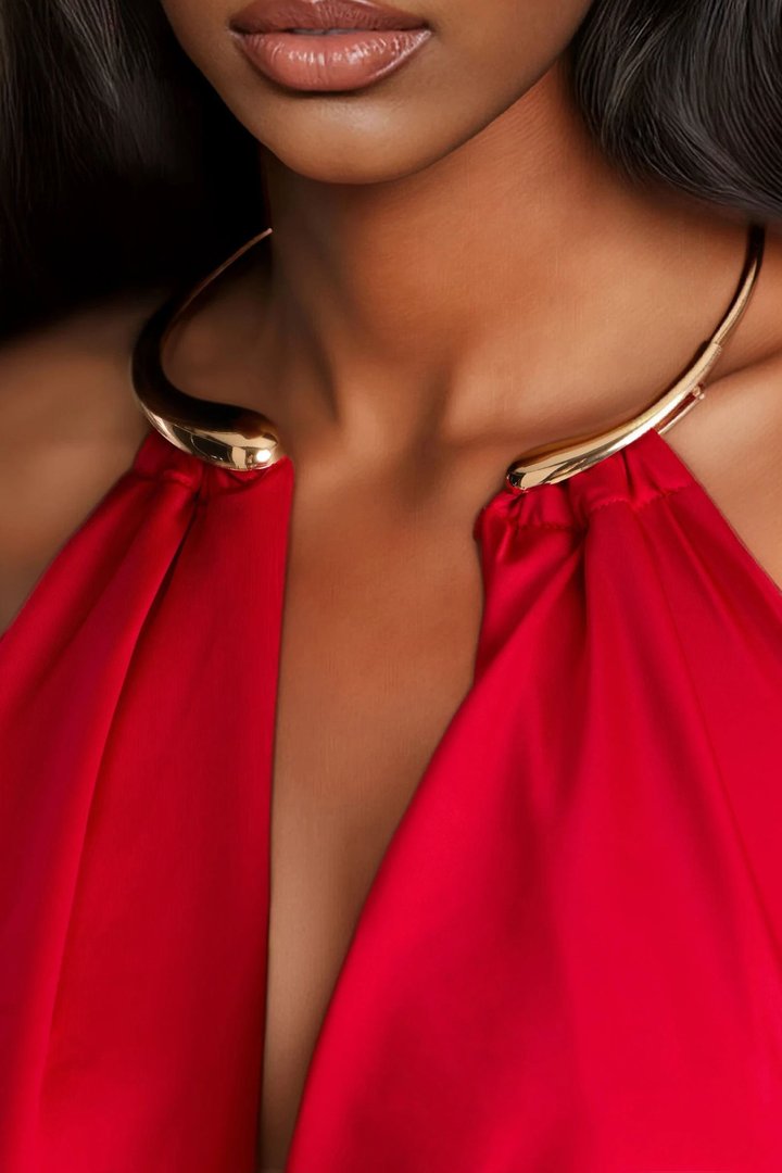 She's All That Wire Neck Jumpsuit - Red