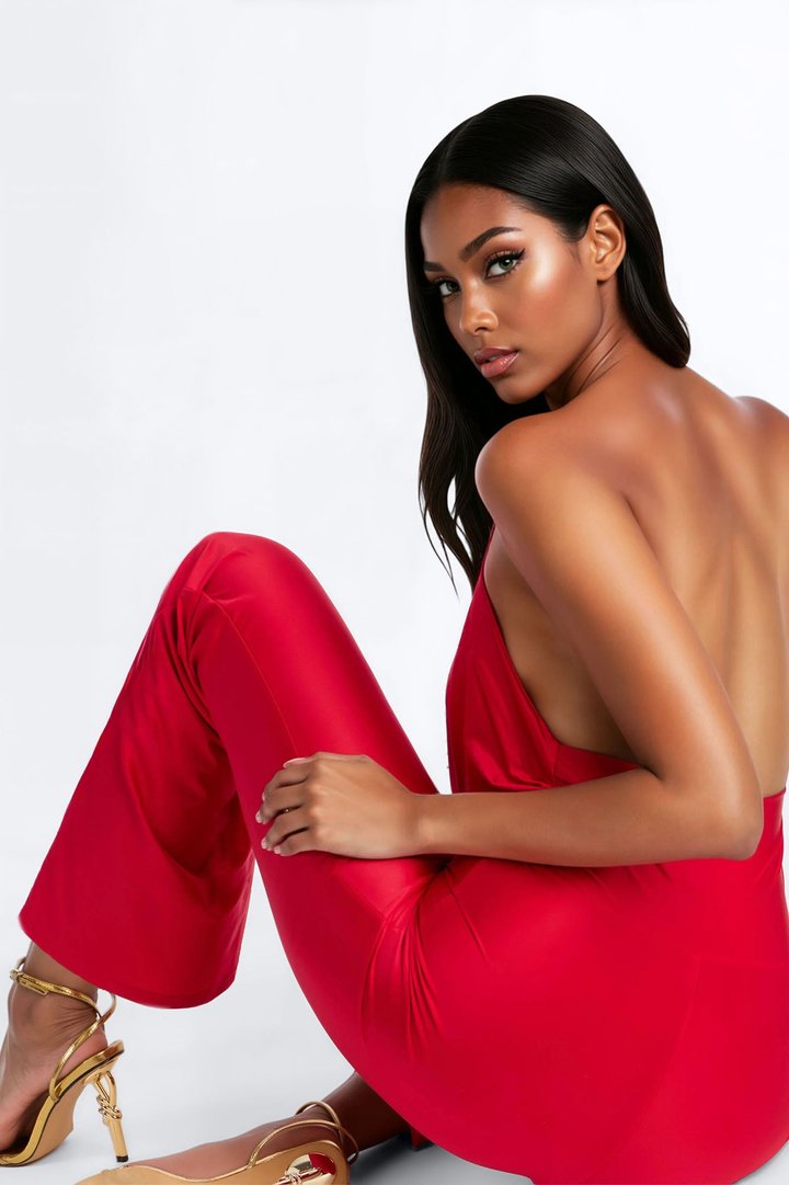 She's All That Wire Neck Jumpsuit - Red