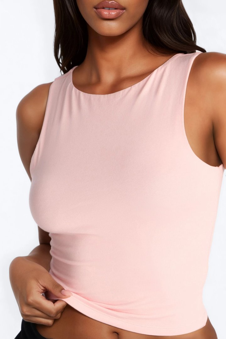 Melani Double Lined Basic Tank Top - Pink