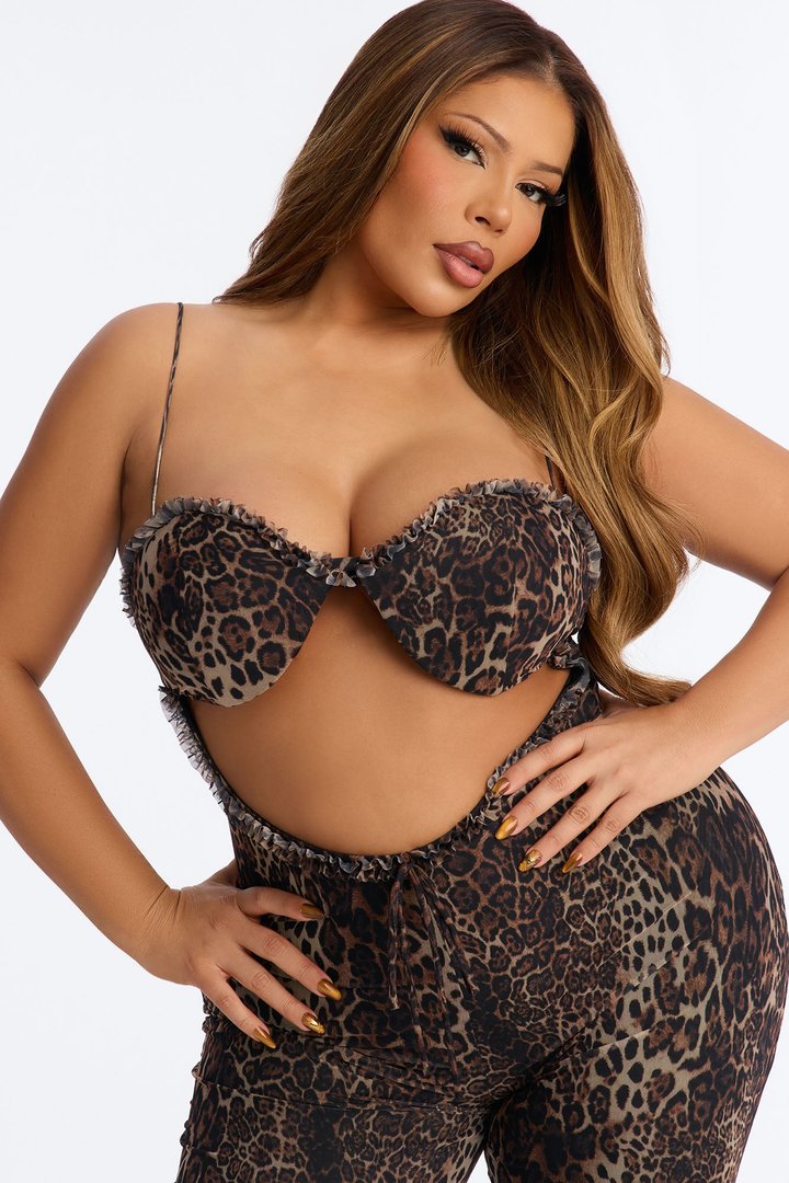 Lulu Leopard Print Mesh Jumpsuit - Brown