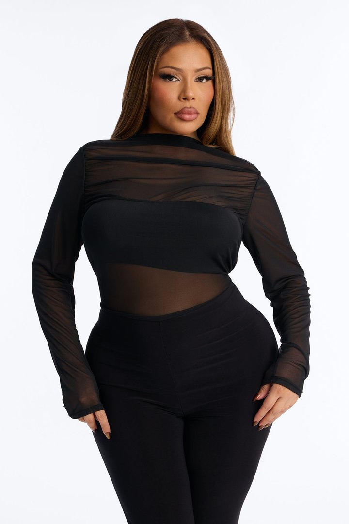 Lea Mesh Skinny Leg Jumpsuit - Black