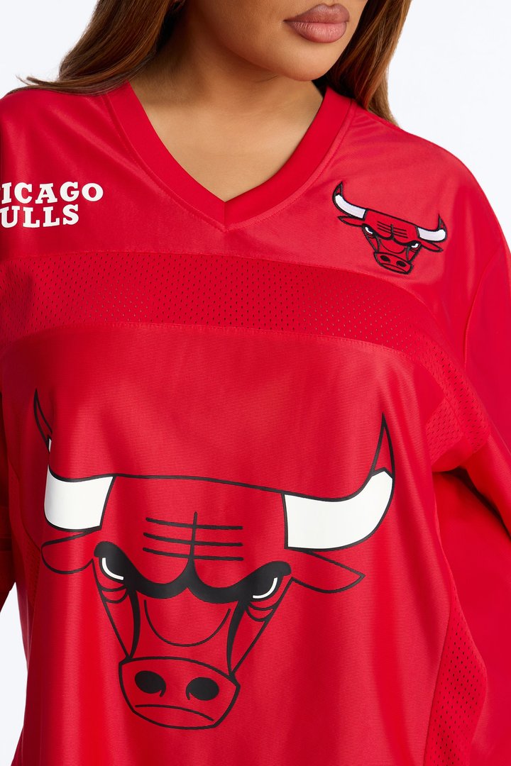 NBA Bulls Oversized Mesh Tee - Red