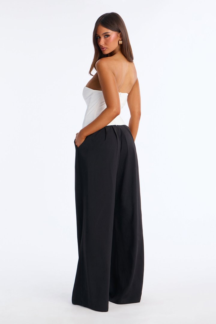 Kyrah Corset Wide Leg Jumpsuit - Black/White