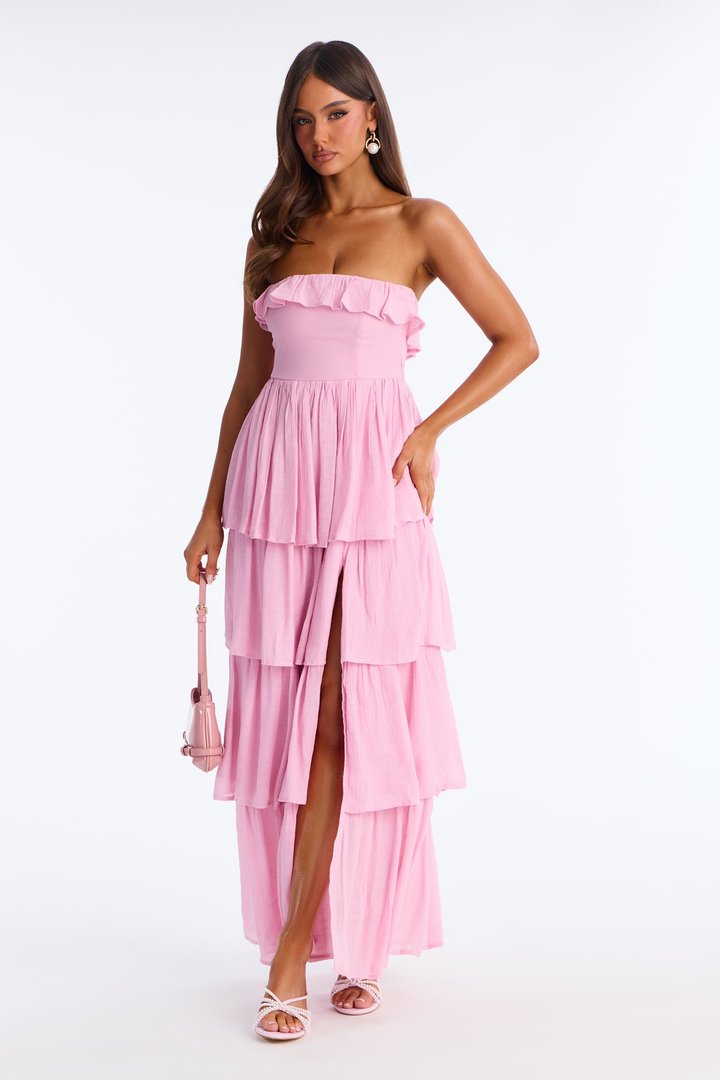 Tatum Tiered Strapless Maxi Dress - Pink