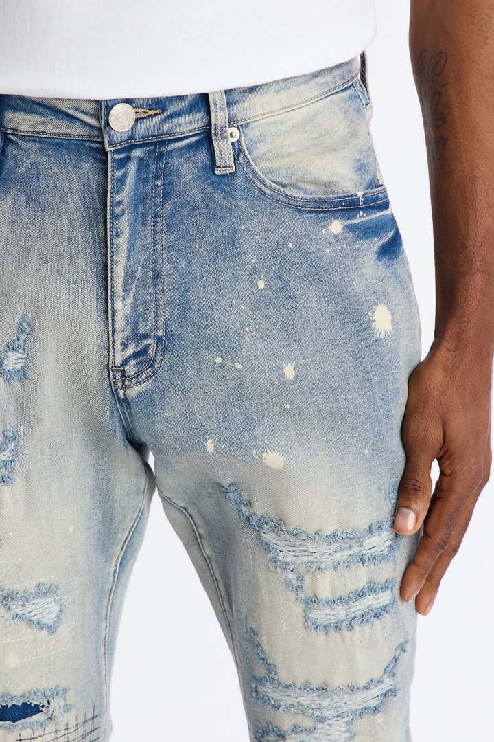 Stacked Skinny Flare Distressed Me Out Jean - Light Wash