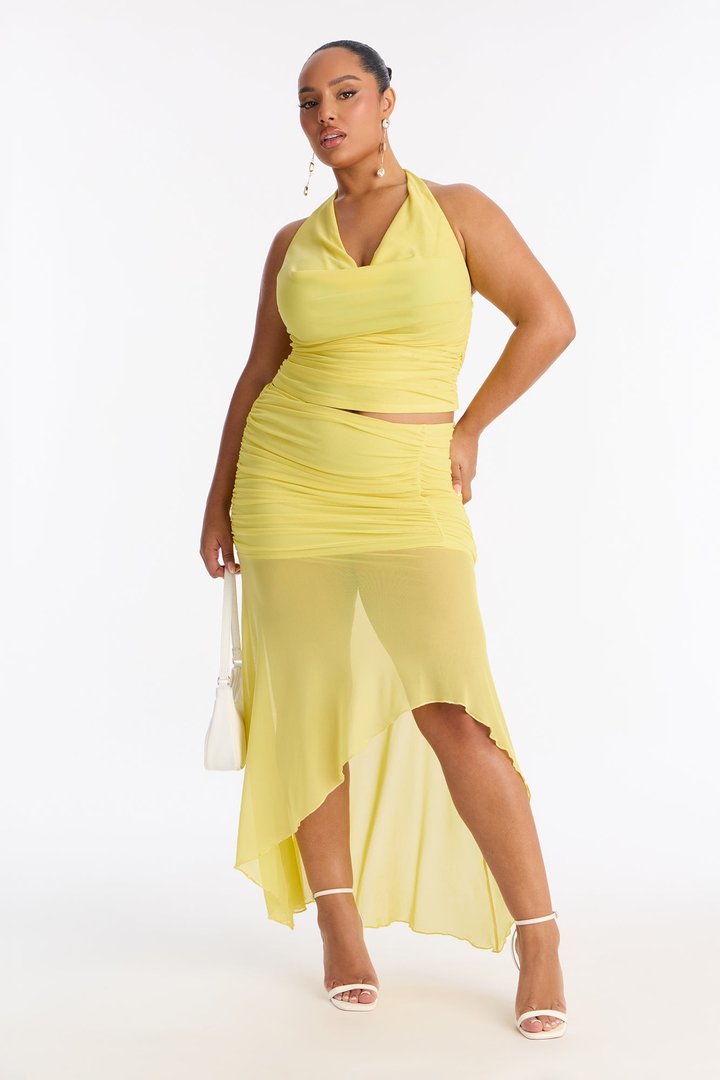 Harlow Mesh Maxi Skirt Set - Yellow