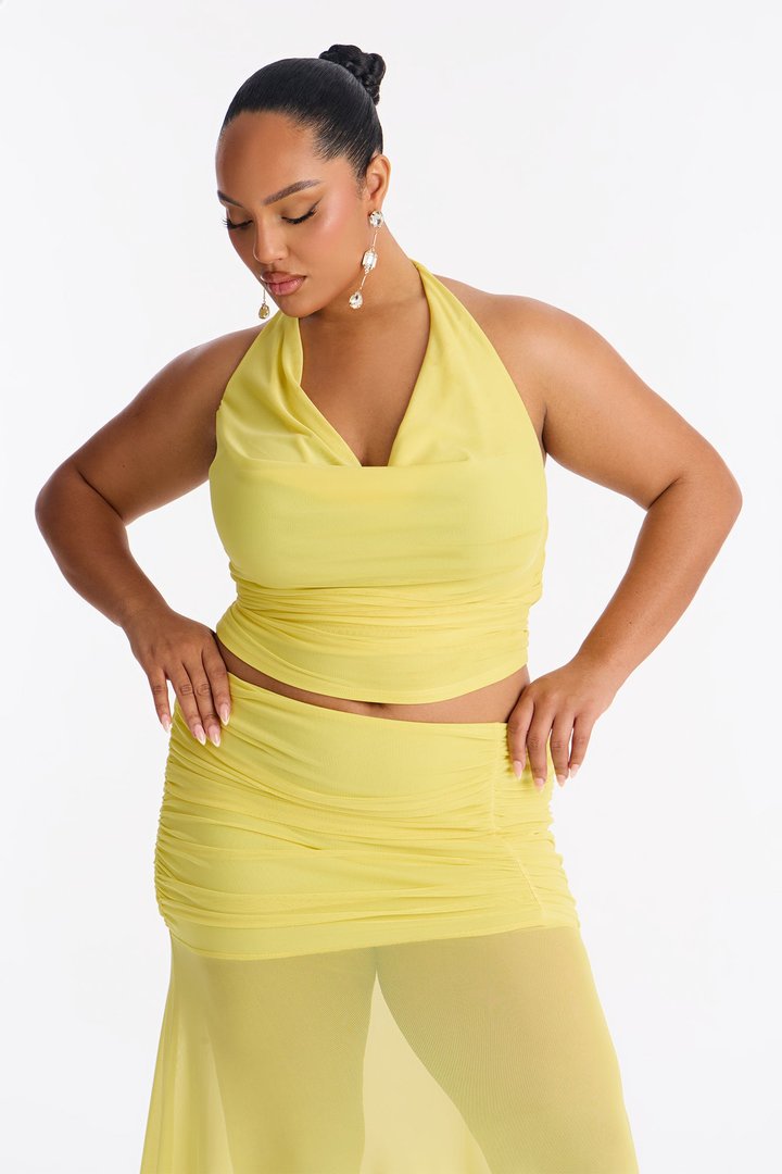 Harlow Mesh Maxi Skirt Set - Yellow