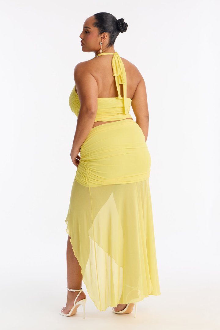 Harlow Mesh Maxi Skirt Set - Yellow