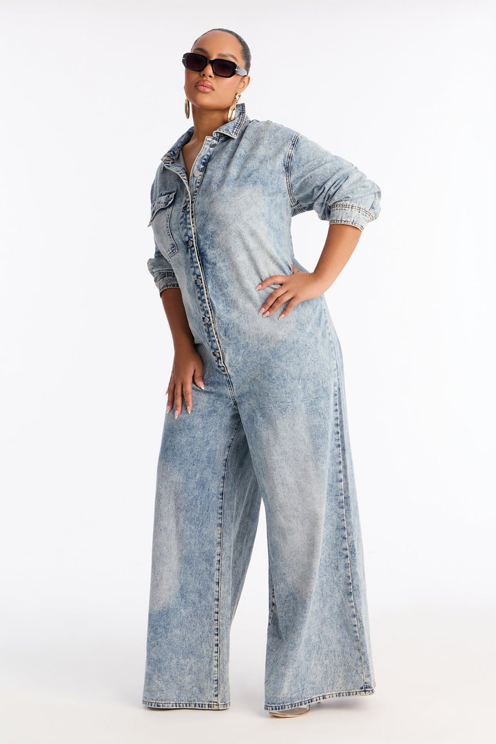 Back In Time Denim Jumpsuit - Denim