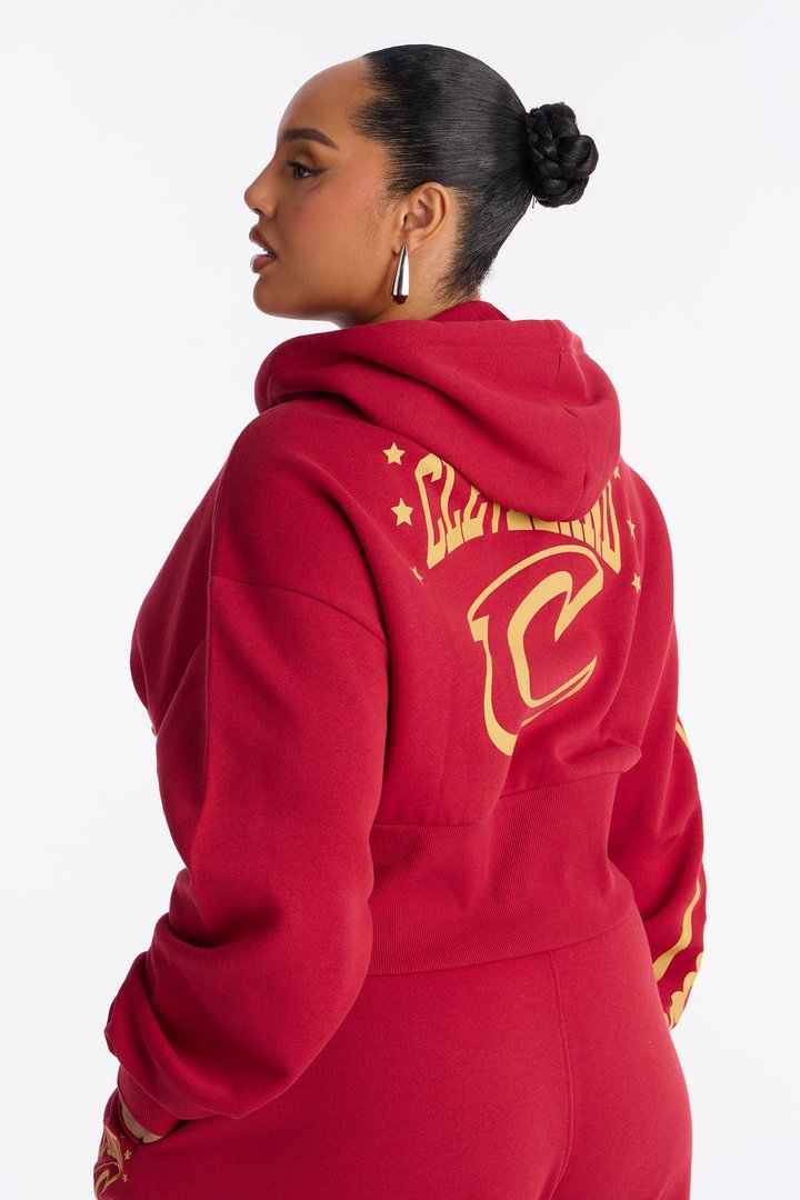 NBA Cleveland Cavaliers Cropped Fleece Full Zip Hoodie - Wine