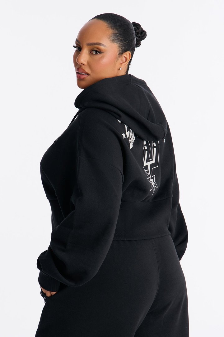 NBA San Antonio Spurs Cropped Fleece Full Zip Hoodie - Black