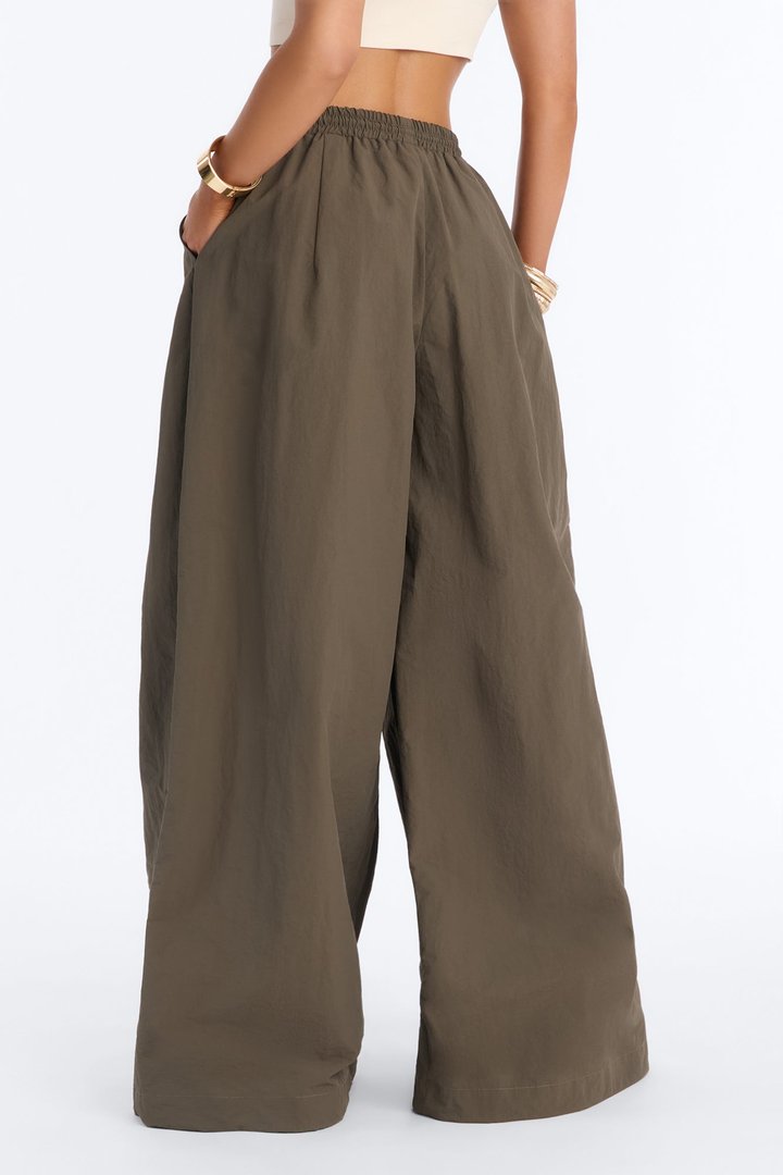 Static Energy Super Wide Leg Windbreaker Pant 33″ - Military Green