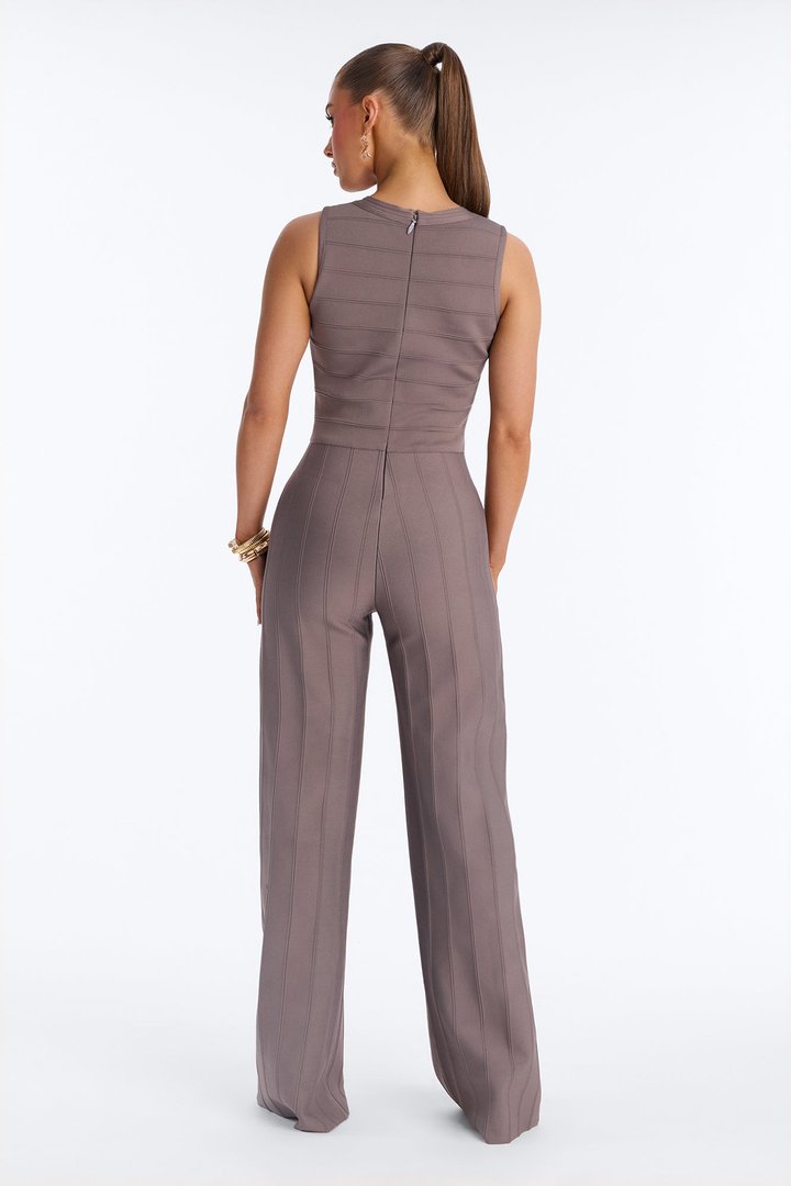 Buttoned Up Bandage Jumpsuit - Charcoal