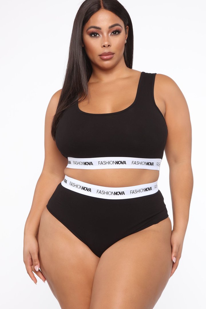Fashion Nova Bralette And Panty Set - Black/White