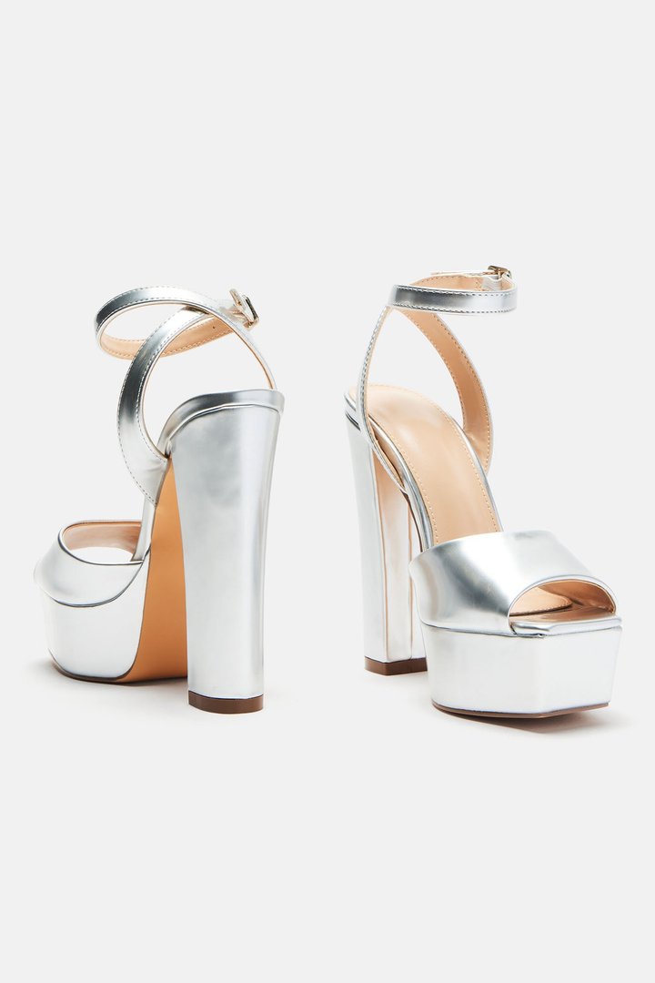 Catalina Platform Block Heels - Silver