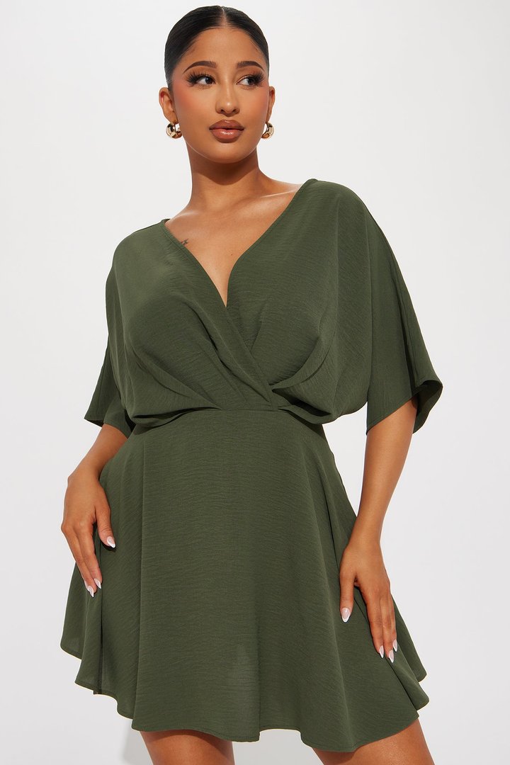 Francesca Flowy Mini Dress - Olive
