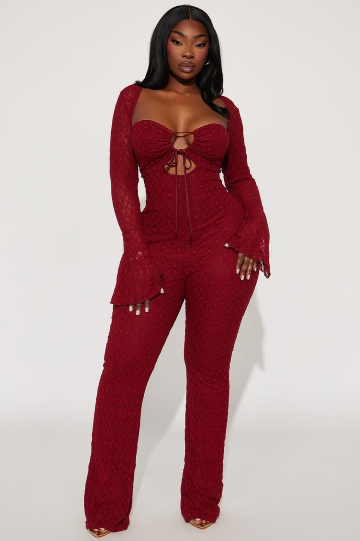 Saffron Lace Jumpsuit - Burgundy