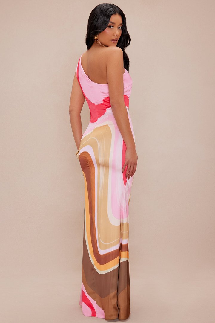 Girls Trip Satin Maxi Dress - Multi Color