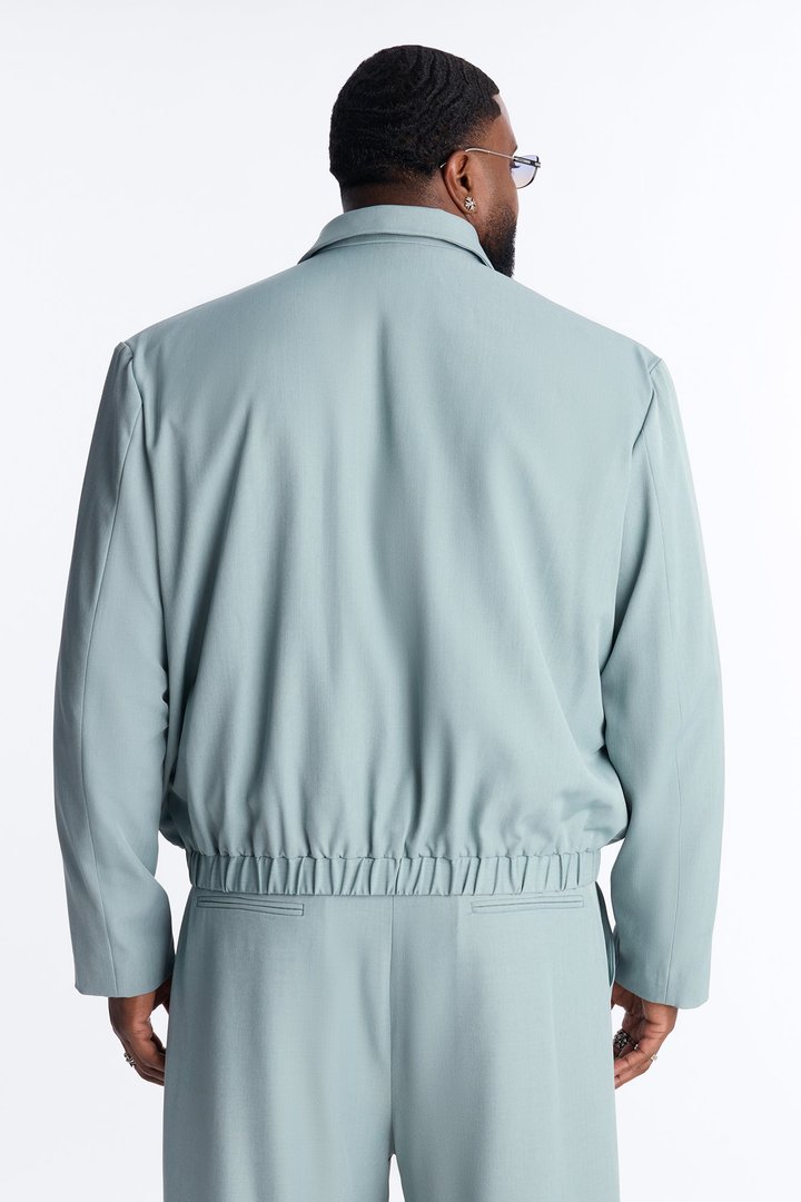 Cropped Strikeout Blazer Bomber Jacket - Blue