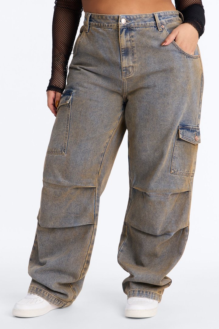 Rosarito Tinted Cargo Jeans - Vintage Wash