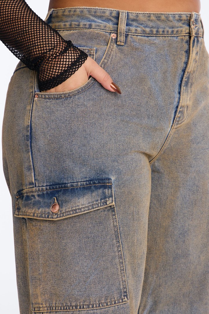 Rosarito Tinted Cargo Jeans - Vintage Wash