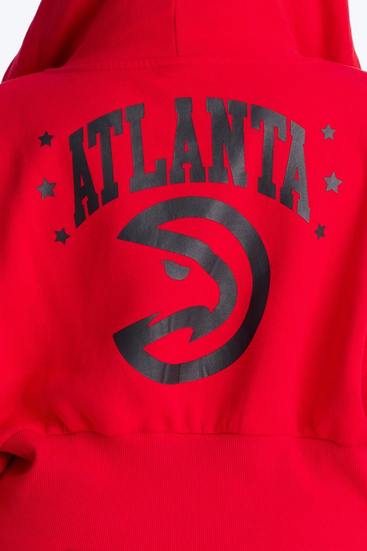 NBA Atlanta Hawks Cropped Fleece Full Zip Hoodie - Red