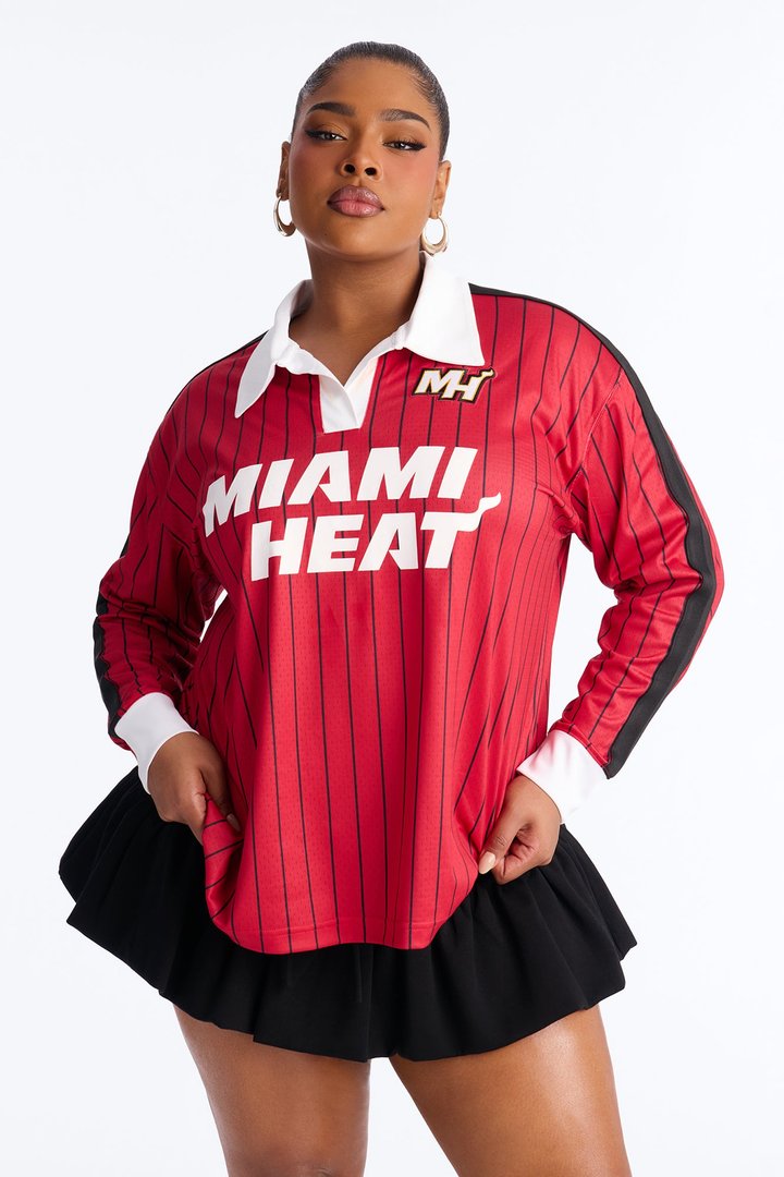 NBA Miami Heat Pinstripe Long Sleeve Top - Red
