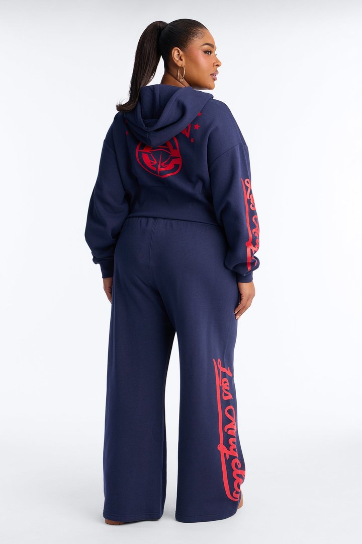 NBA LA Clippers Fleece Wide Leg Pants - Navy