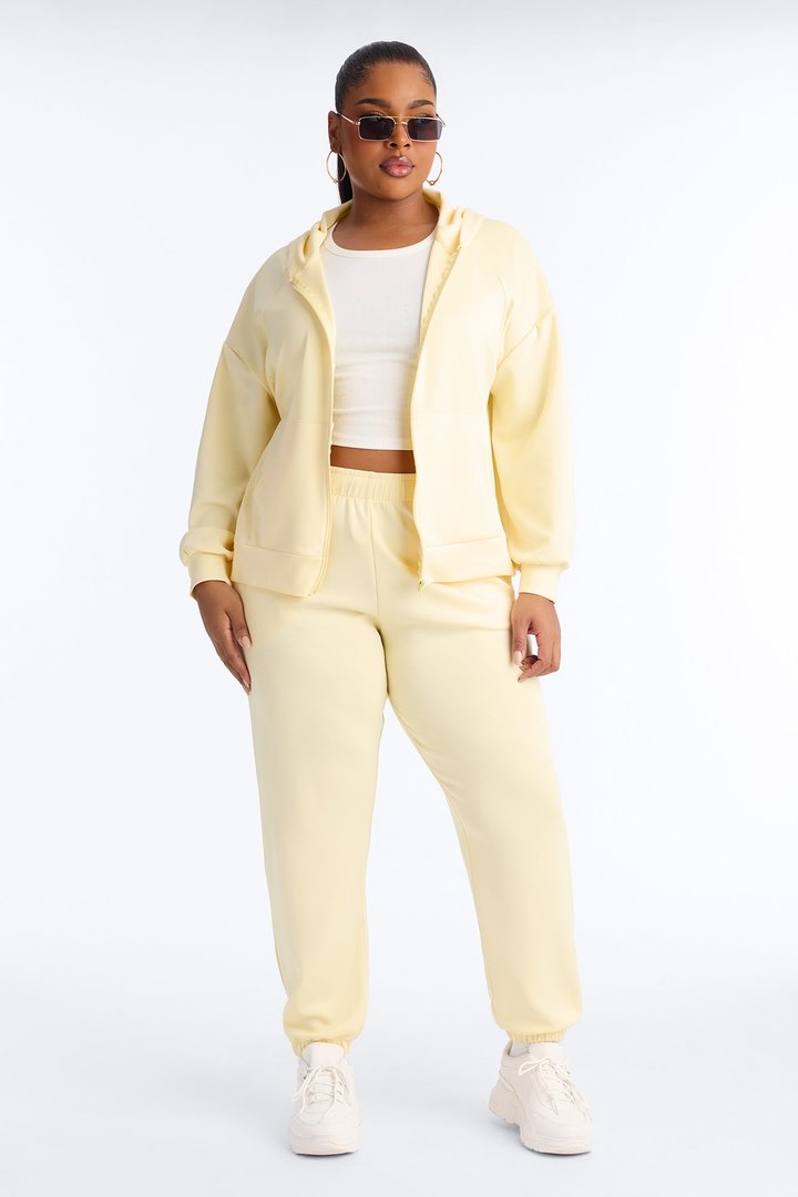 Sophia Scuba Zip Up Jogger Set - Yellow