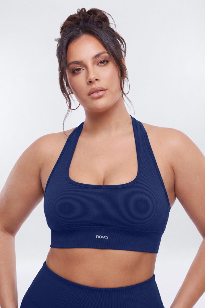 SeamlessLift™ Halter Sports Bra - Navy