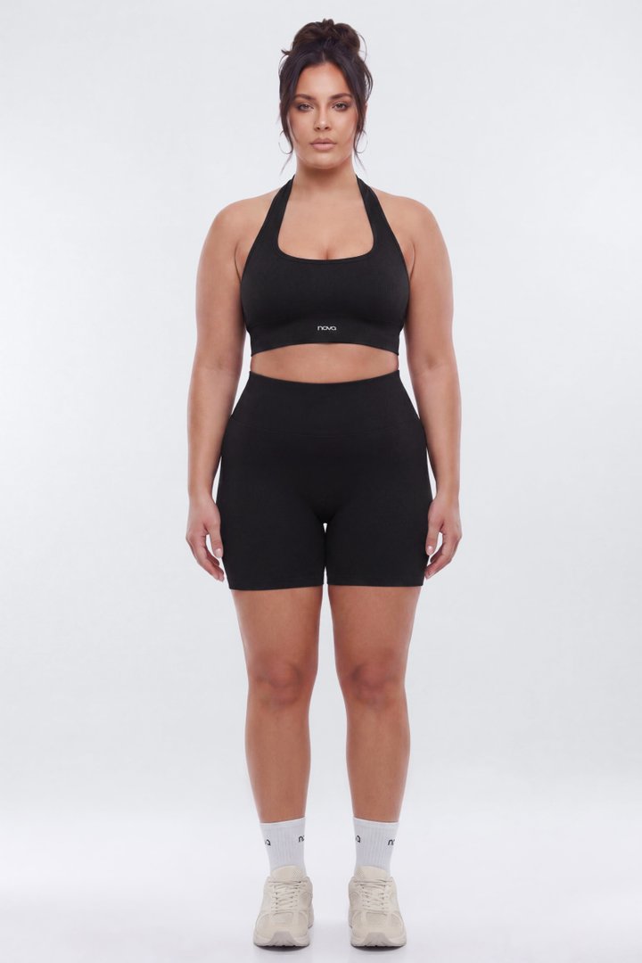 SeamlessLift™ Halter Sports Bra - Black