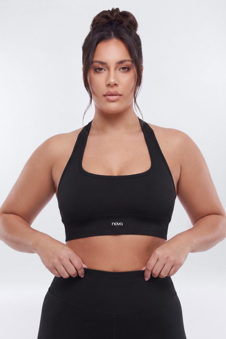SeamlessLift™ Halter Sports Bra - Black