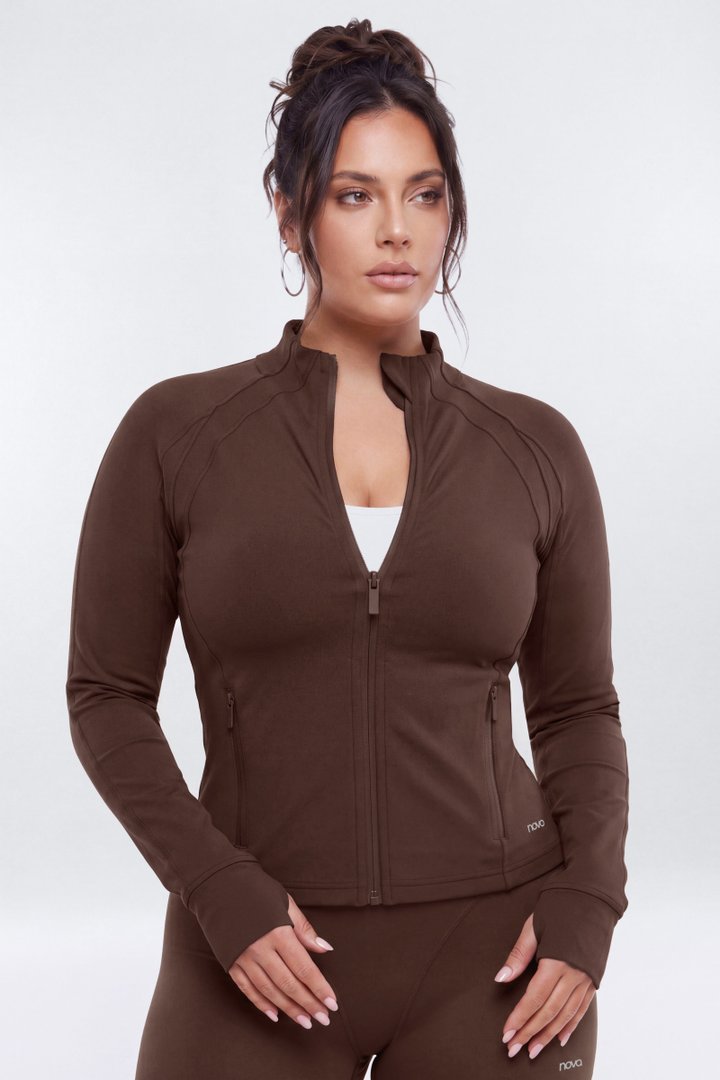 ProStretch™ Front Zip Sports Jacket - Brown