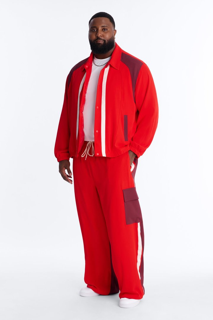 Relaxed Manchester Colorblock Coach Jacket - Red