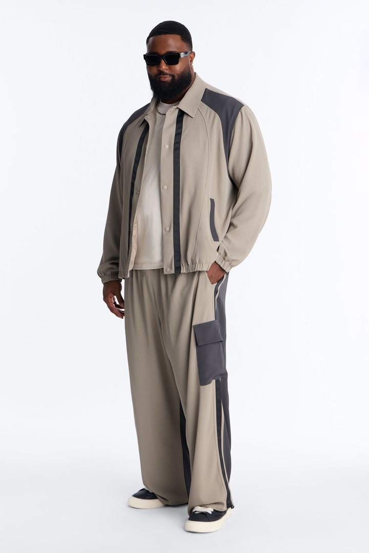 Relaxed Manchester Colorblock Coach Jacket - Taupe