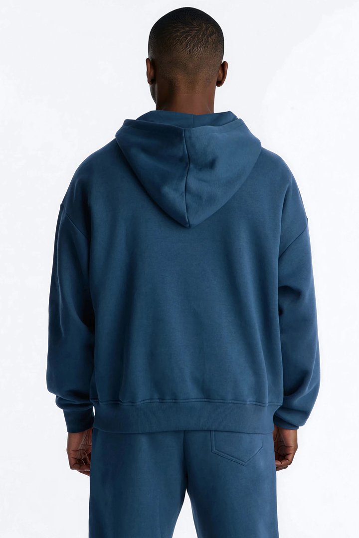 Antisocial Rhinestone Pearl Oversized Hoodie - Navy