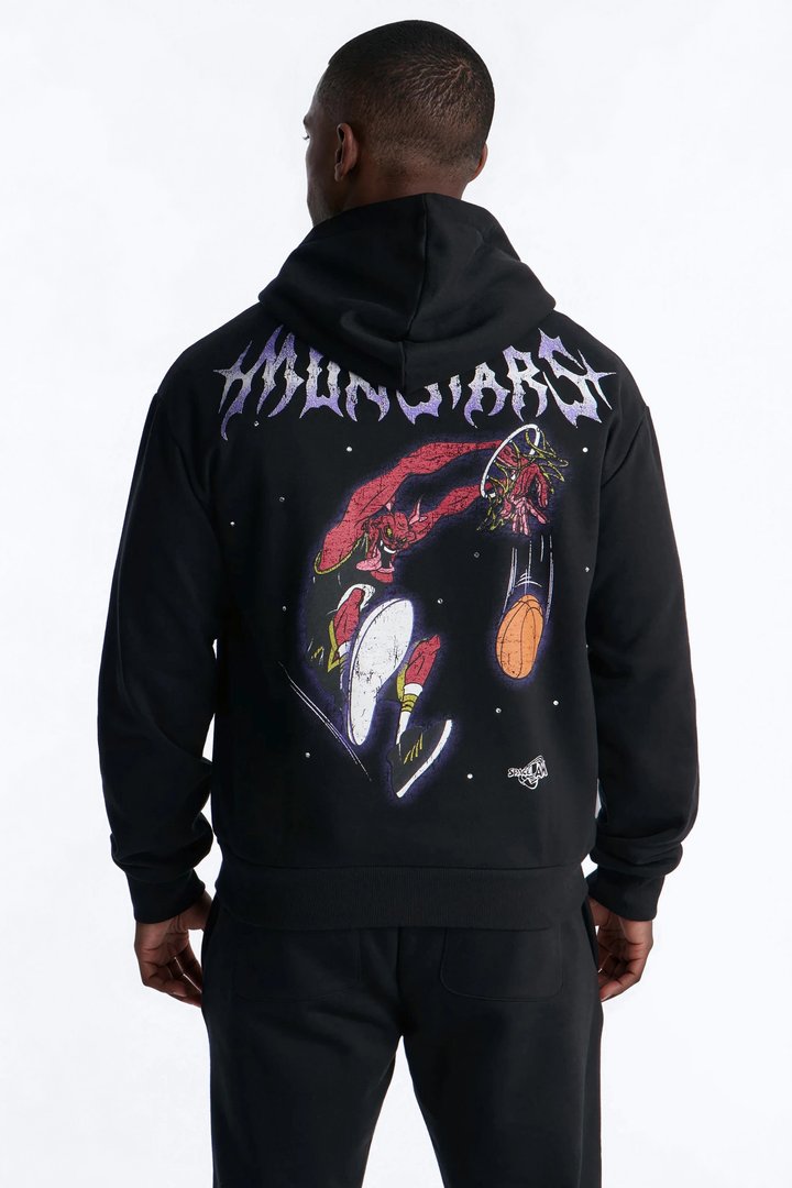 Space Jam Monstars Dunk Rhinestone Hoodie - Black