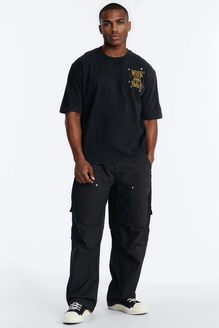 Real Recognizes Real Embroidery Short Sleeve Tee - Black Wash