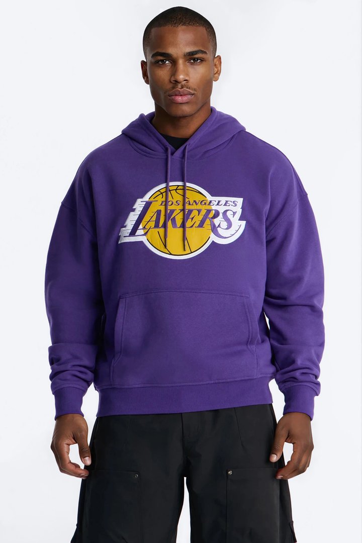 Lakers Old English Embroidery Hoodie - Purple