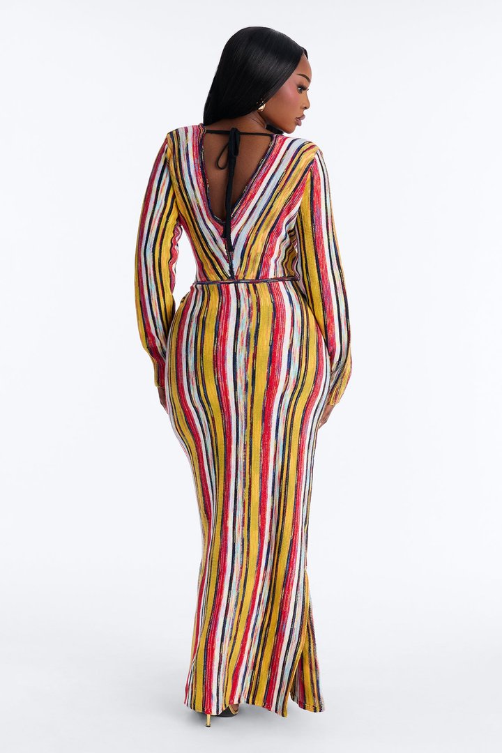 Natural Glow Sweater Maxi Dress - Yellow/combo