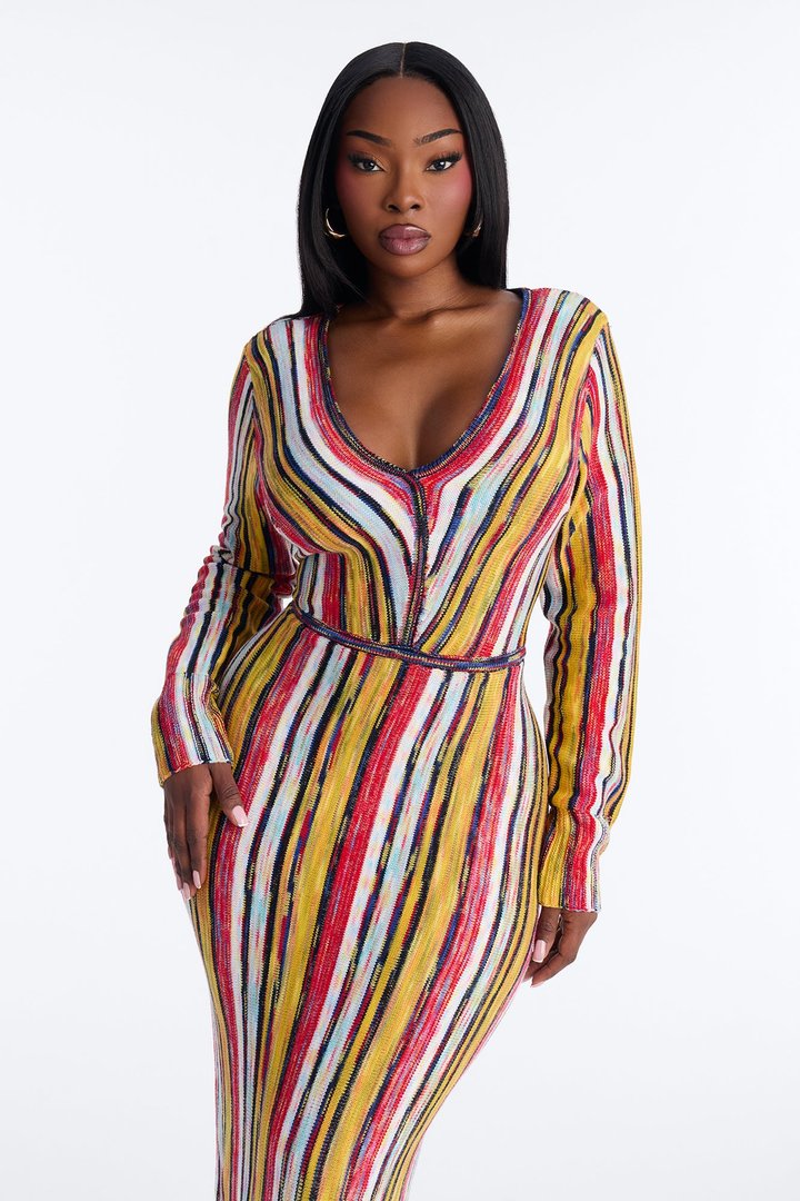 Natural Glow Sweater Maxi Dress - Yellow/combo